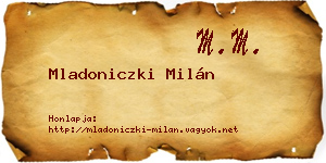 Mladoniczki Milán névjegykártya