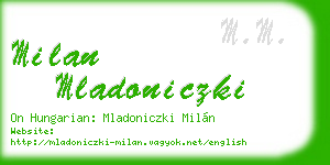 milan mladoniczki business card