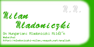 milan mladoniczki business card